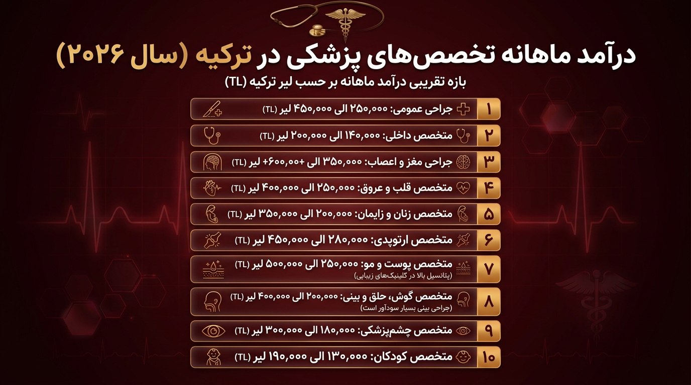 درآمد پزشکان متخصص در ترکیه