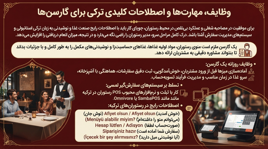 مهارت و اصطلاحات گارسون در ترکیه