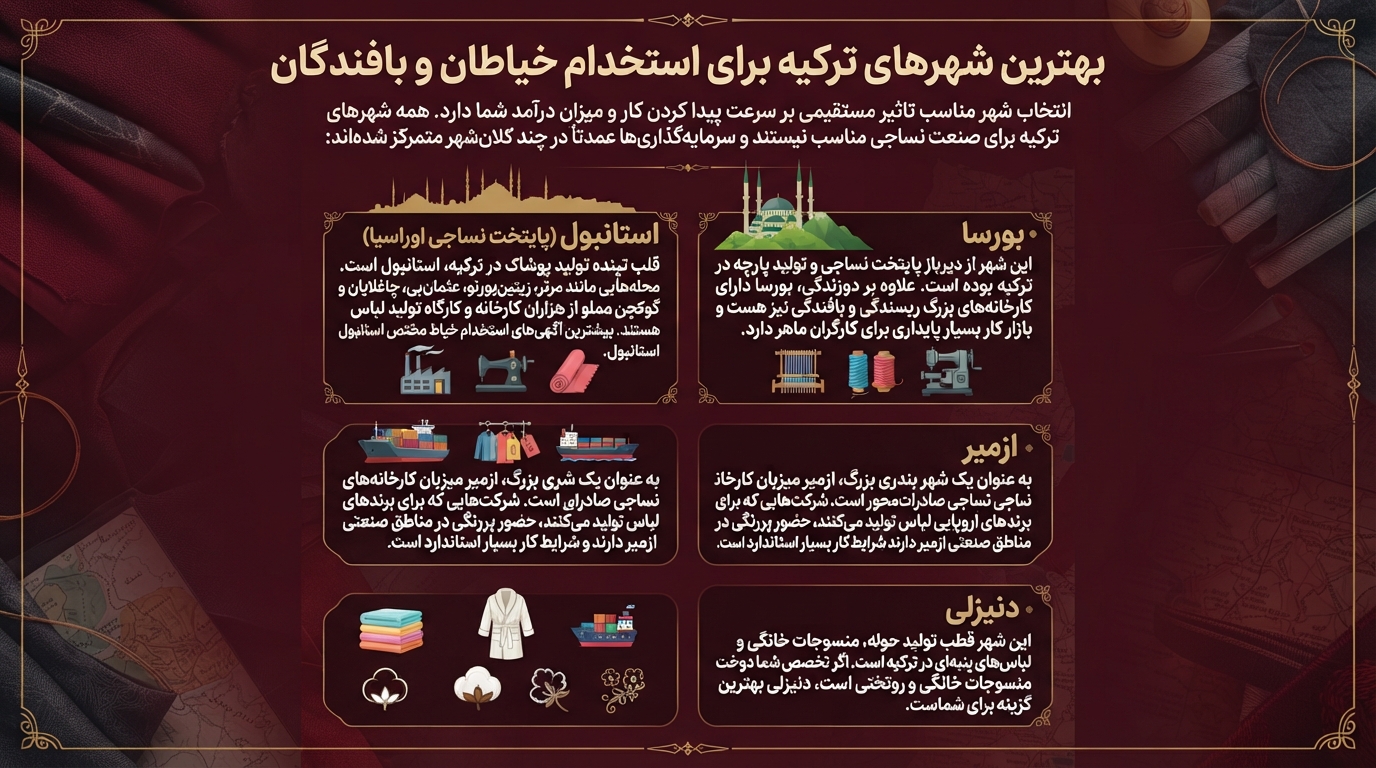 بهترین شهرها برای شغل خیاطی در ترکیه