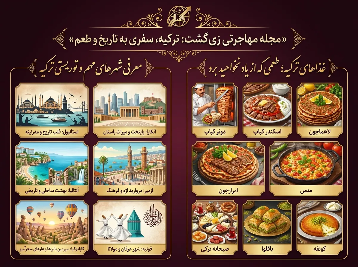معرفی شهرها و غذاهای ترکیه
